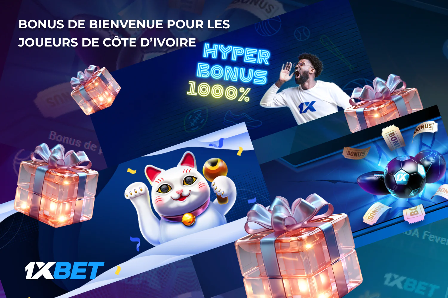 Les bonus 1xBet sont disponibles pour tous les nouveaux joueurs de Côte d'Ivoire, qu'ils choisissent de jouer aux jeux de casino ou de parier sur les sports